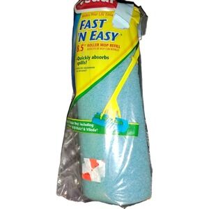 O Cedar Fast‎ N Easy 8.5" Roller Mop Head Refill NEW Discont'd Blue NOP